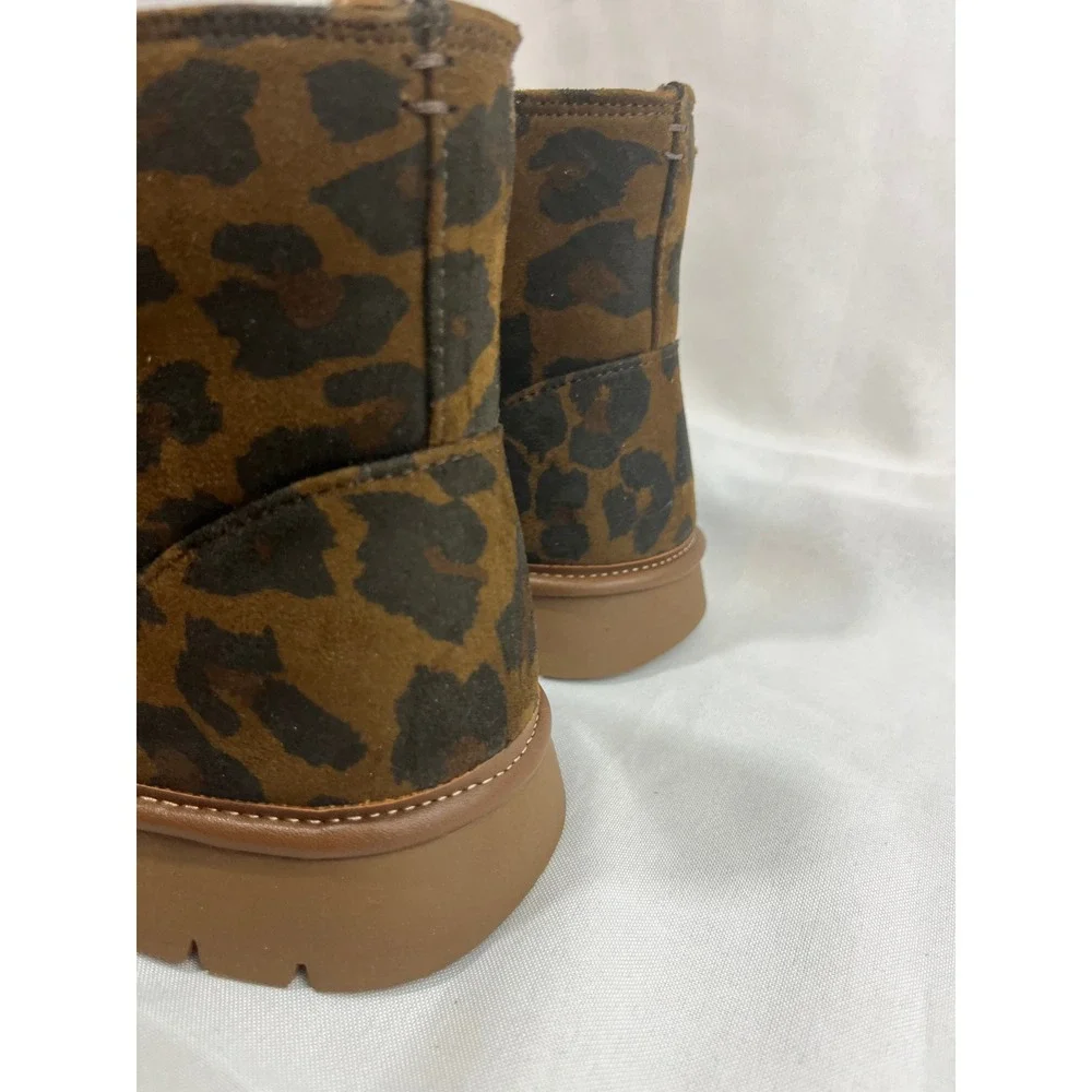 Universal Thread Womens Leopard Print Faux Fur Lined Ankle Boots Brown Size‎ 8